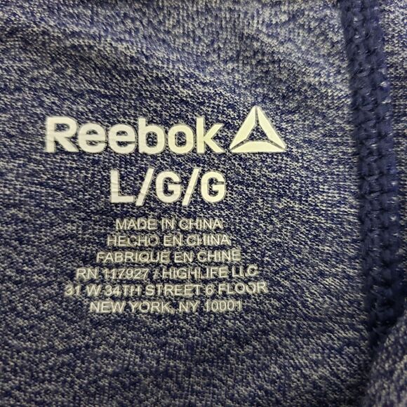 Reebok Womens Crop Top Large Throwback Blue Graphic Workout Slim Fit Slit Back - Picture 6 of 9